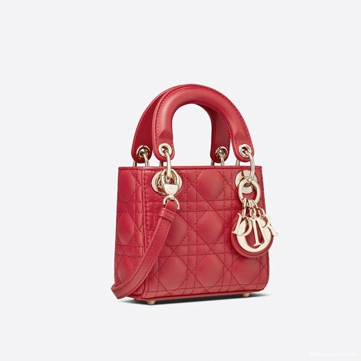 Cheap Lambskin Cannage Lady Dior Bag Red Micro 0813 Luxury